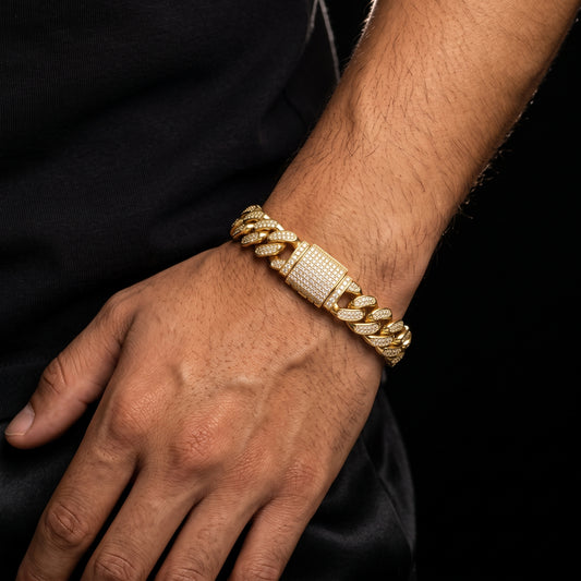 12mm S925 Moissanite Miami Cuban Bracelet - Different Drips