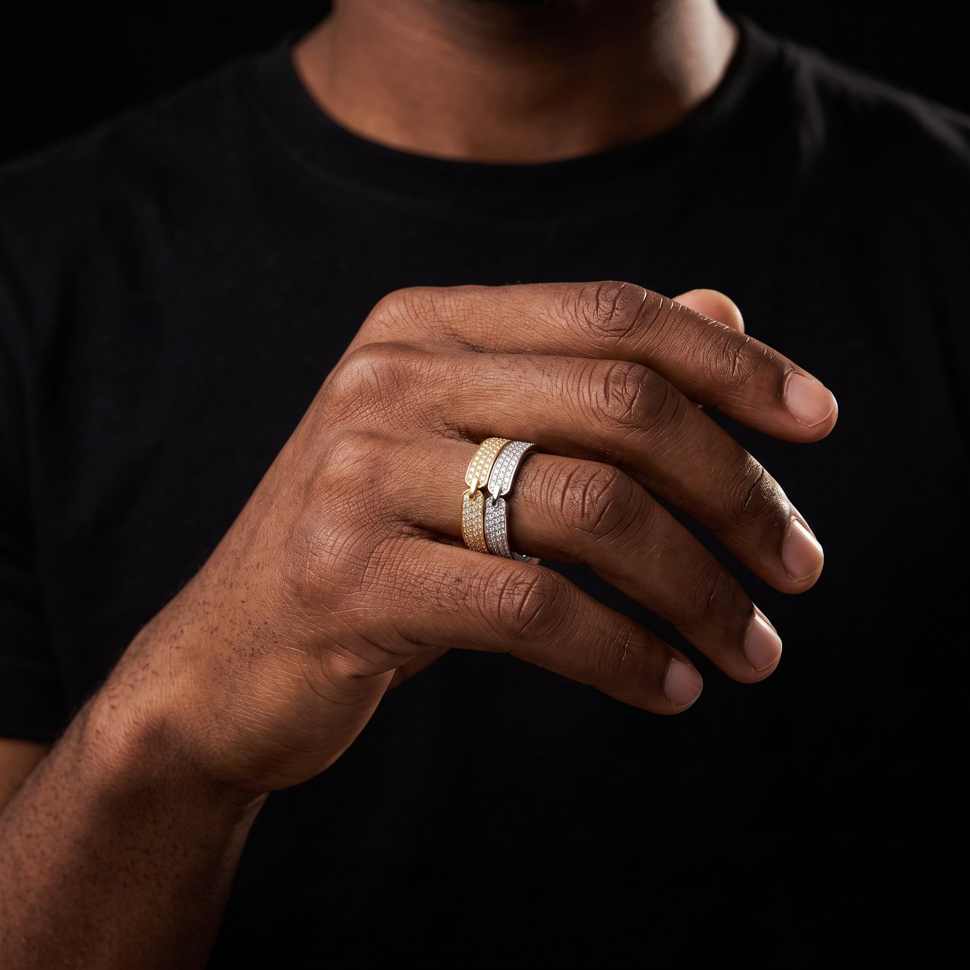 Iced Out Double Sided Ring - Different Drips