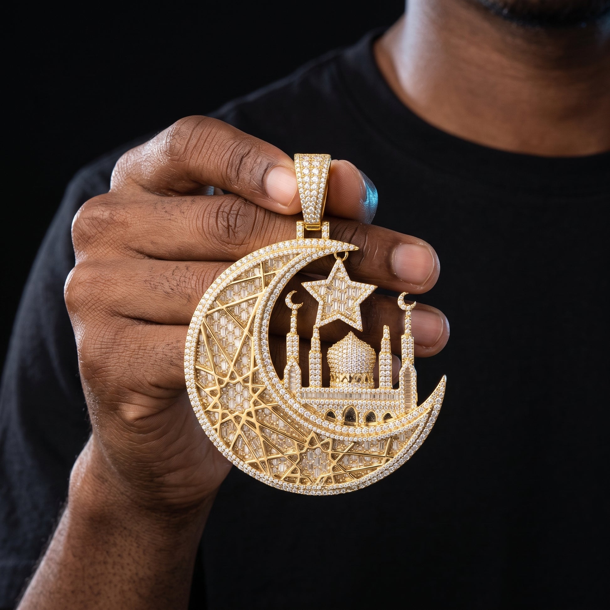 Crescent & Star Mosque Custom Photo Pendant - Different Drips