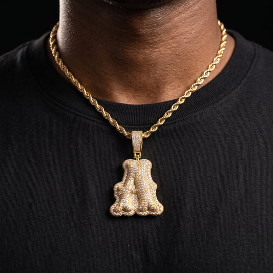 Layered Bubble Custom Single Letter Pendant - Different Drips