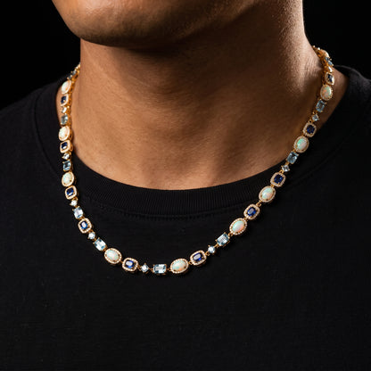 Ice Blue Opal Cluster Tennis Chain