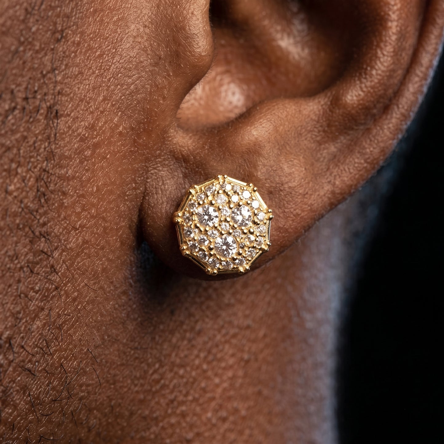 Iced Octagon Cluster Stud Earrings