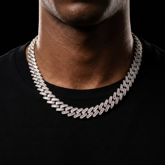 12mm Baguette Prong Cuban Link Chain