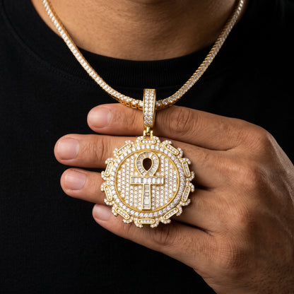 S925 Moissanite Ankh Medallion Pendant - Different Drips