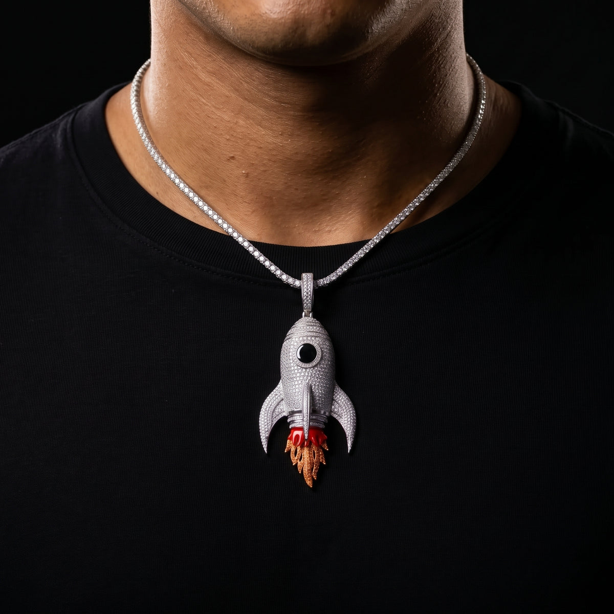 S925 Moissanite Rocket Ship Pendant - Different Drips
