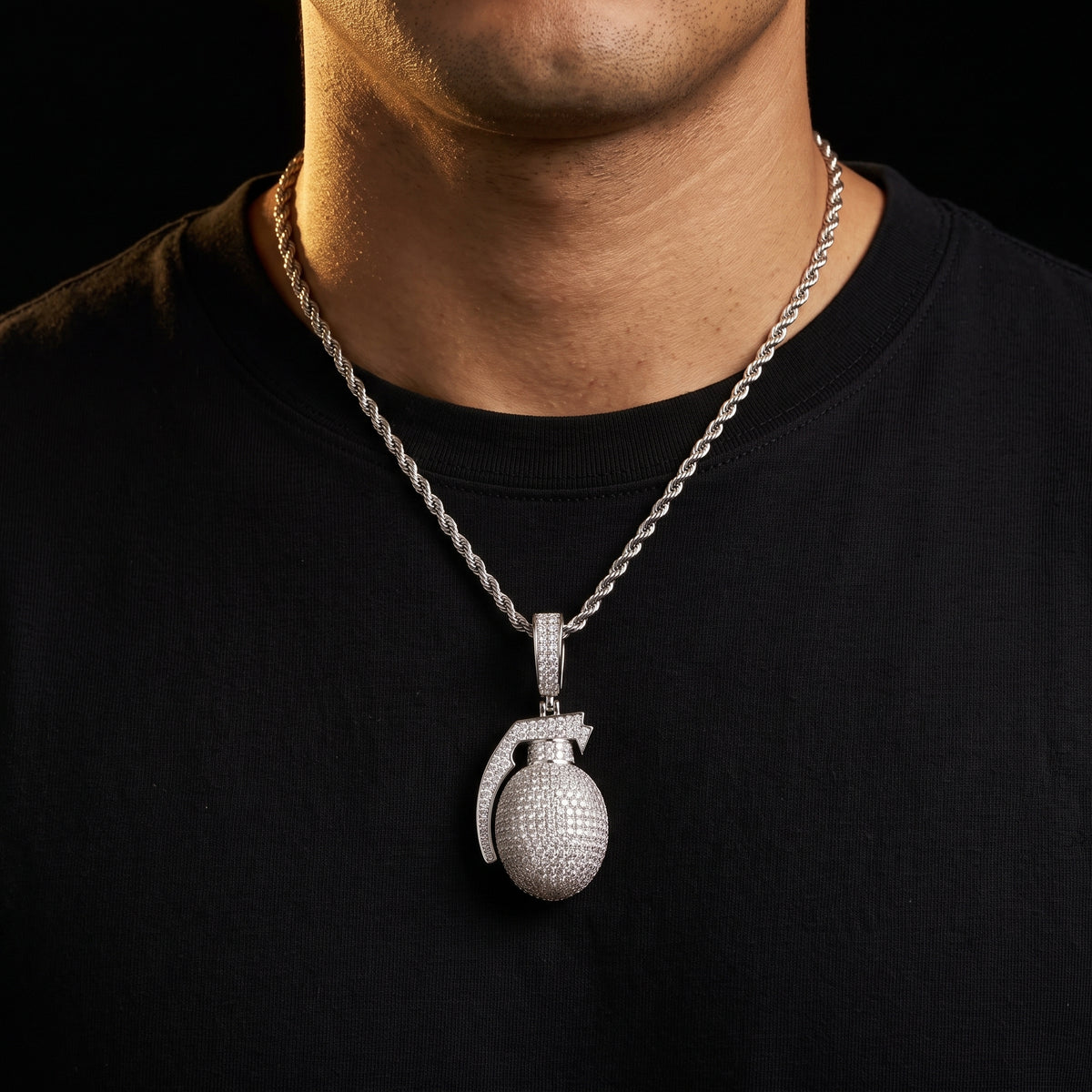 S925 Moissanite Grenade Pendant - Different Drips