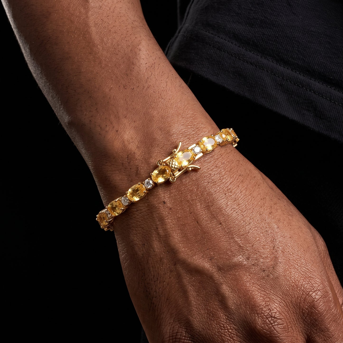 Yellow Oval Stone Tennis Bracelet