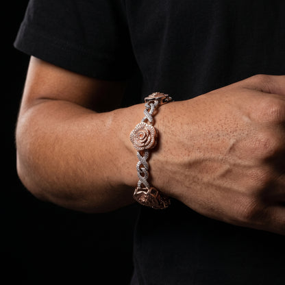 Iced Rose Flower Infinity Link Chain