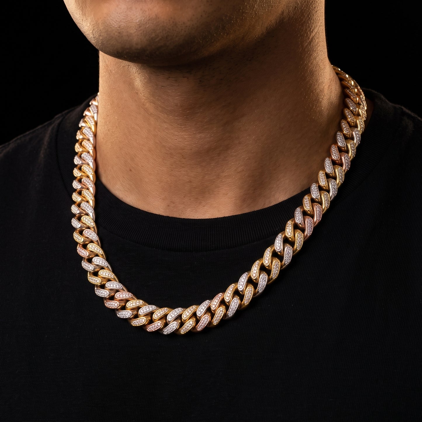 Iced Tri Tone Cuban Link Chain