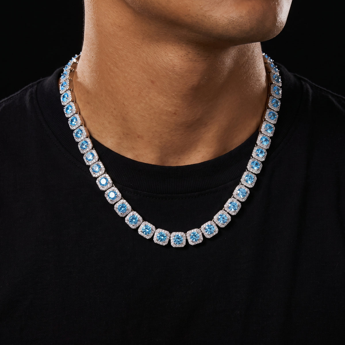 10mm Blue Stone Clustered Tennis Chain - Different Drips
