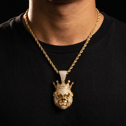 Moissanite Crowned Gorilla Head Pendant - Different Drips