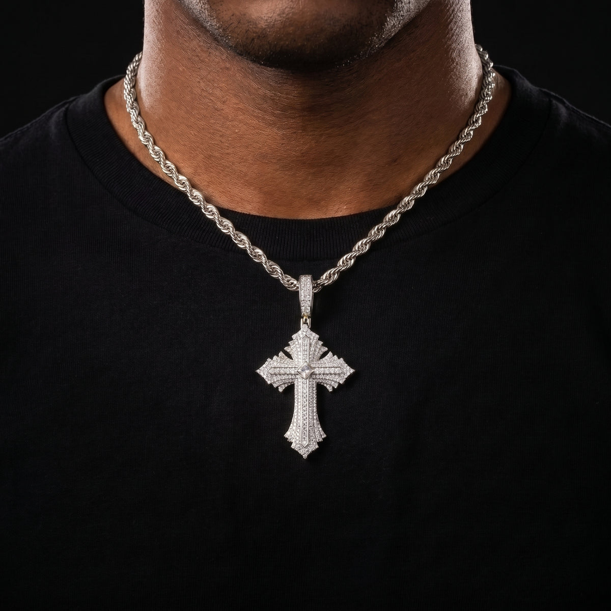 S925 Moissanite Diamond Multi Layered Royal Cross Pendant - Different Drips