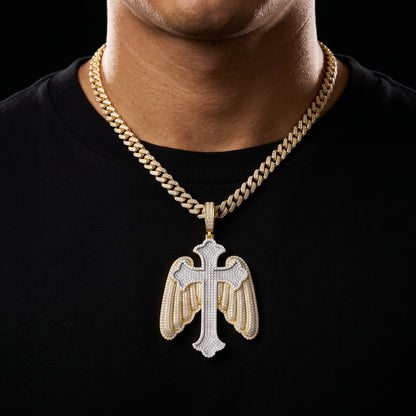 S925 Moissanite Angel Wing Cross Pendant - Different Drips