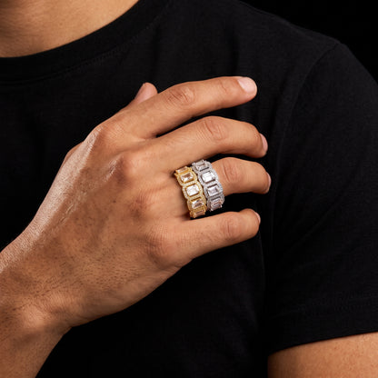 Baguette Clustered Rectangle Cut Tennis Ring - Different Drips