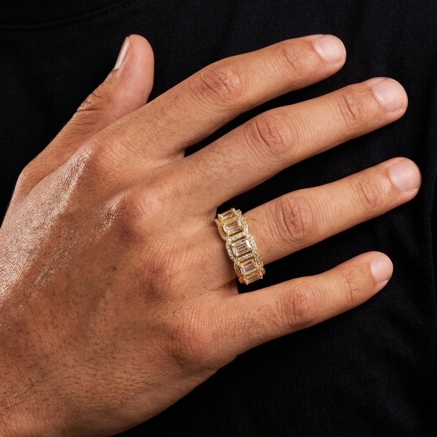 Baguette Clustered Rectangle Cut Tennis Ring - Different Drips