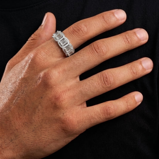 Baguette Clustered Rectangle Cut Tennis Ring - Different Drips