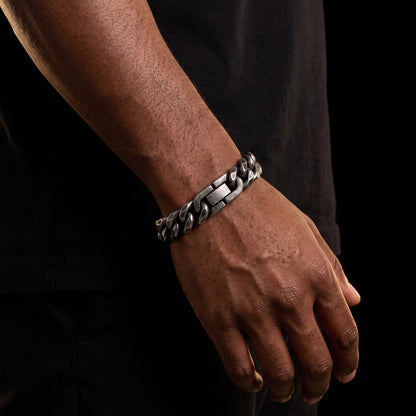 11mm Distressed Brushed Miami Cuban Link Bracelet - Different Drips