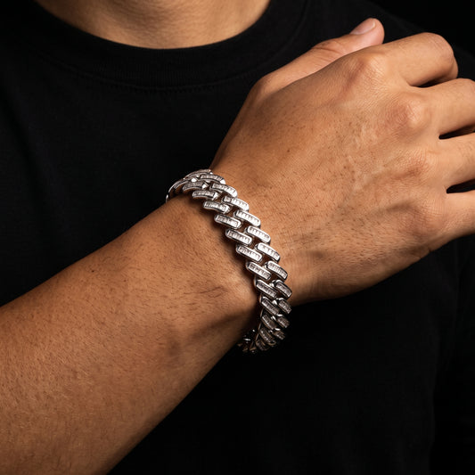 12mm Baguette Prong Cuban Link Bracelet - Different Drips