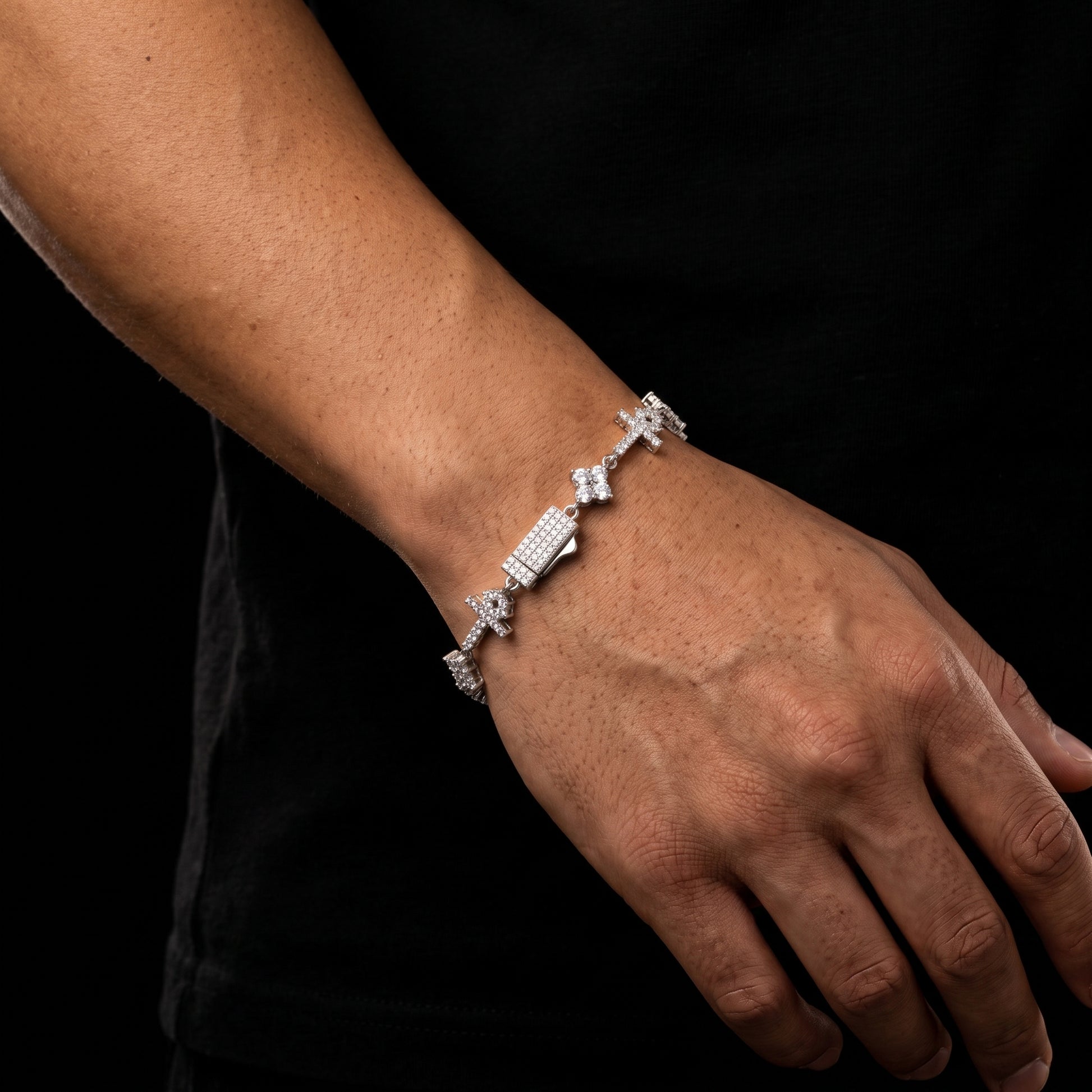 S925 Moissanite Mini Cross & Star Bracelet - Different Drips