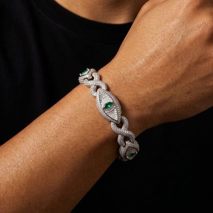 S925 Moissanite Evil Eye Cuban Link Bracelet - Different Drips