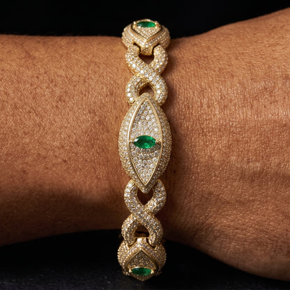 S925 Moissanite Evil Eye Cuban Link Bracelet - Different Drips