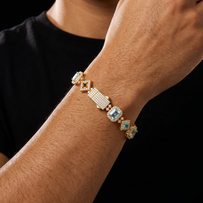 13mm Ice Blue Halo Link Bracelet - Different Drips
