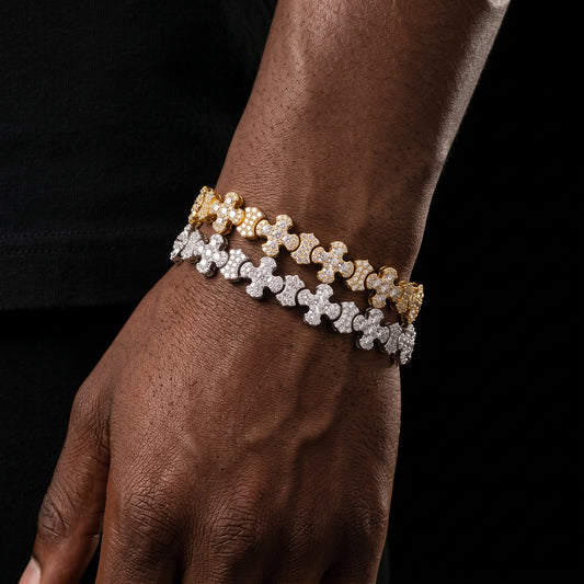 Moissanite Budded Cross Link Tennis Bracelet - Different Drips