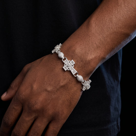 S925 Moissanite Baguette Cross Infinity Ball Link Bracelet - Different Drips