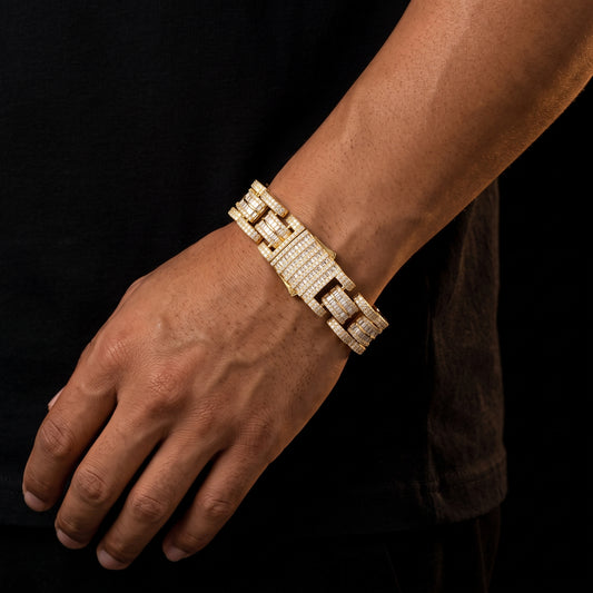 S925 Moissanite Diamond Baguette Watch Link Bracelet - Different Drips