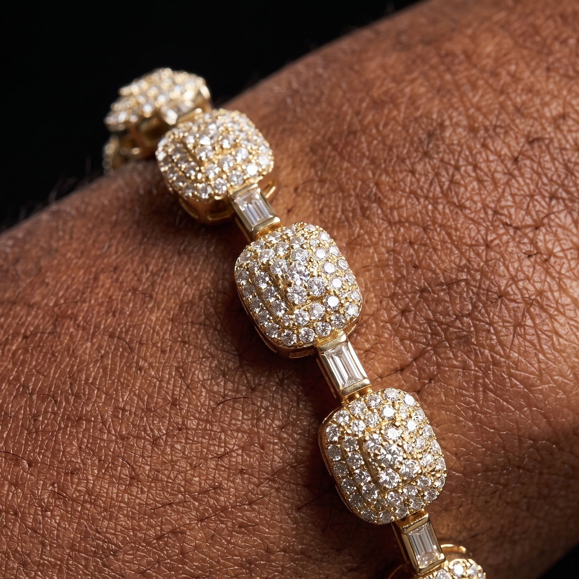 7mm S925 Moissanite Canary Cushion Cut Bracelet - Different Drips