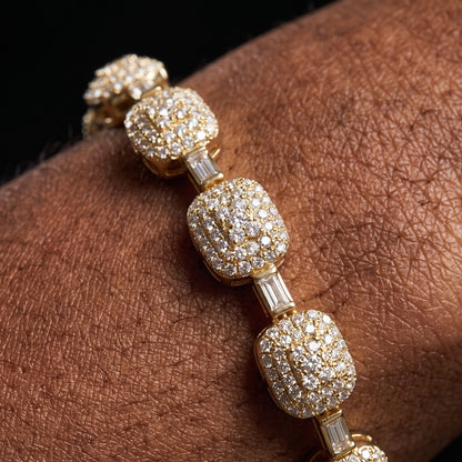 7mm S925 Moissanite Canary Cushion Cut Bracelet - Different Drips