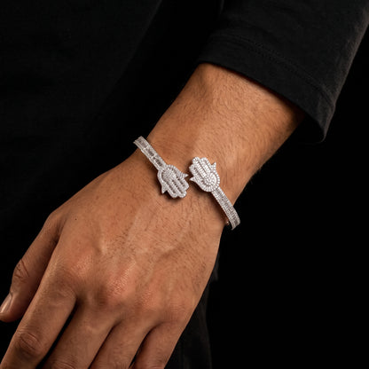 S925 Moissanite Baguette Hasma Hand Cuff Bangle Bracelet - Different Drips