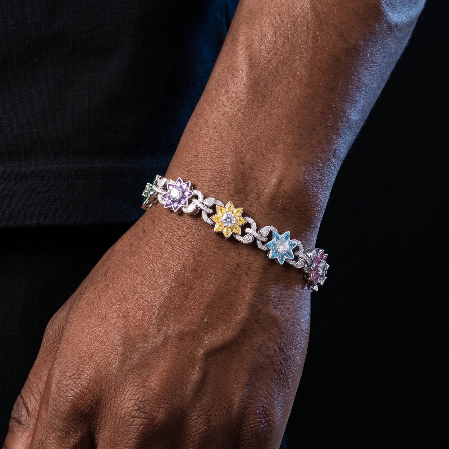 S925 Colored Moissanite Flower Bracelet - Different Drips