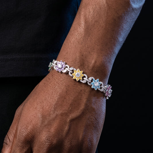 S925 Colored Moissanite Flower Bracelet - Different Drips