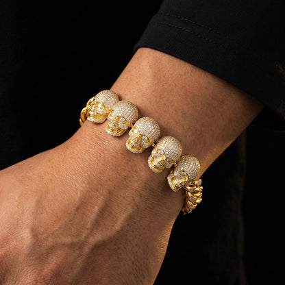S925 Moissanite Skull Cuban Prong Link Bracelet - Different Drips