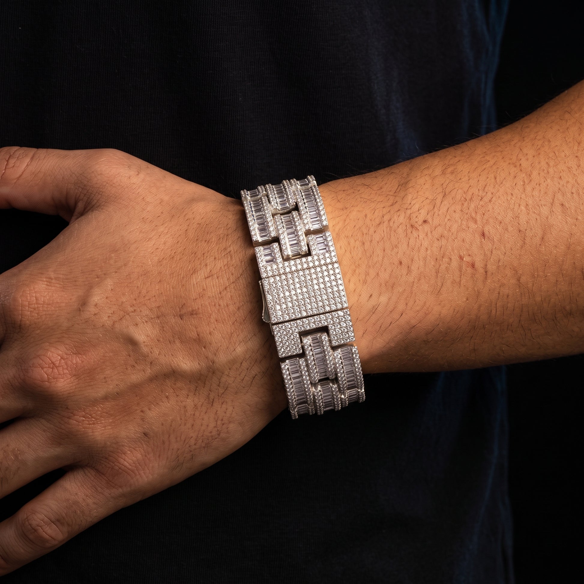 Iced Out Wide Baguette Multi Row Bracelet - Different Drips