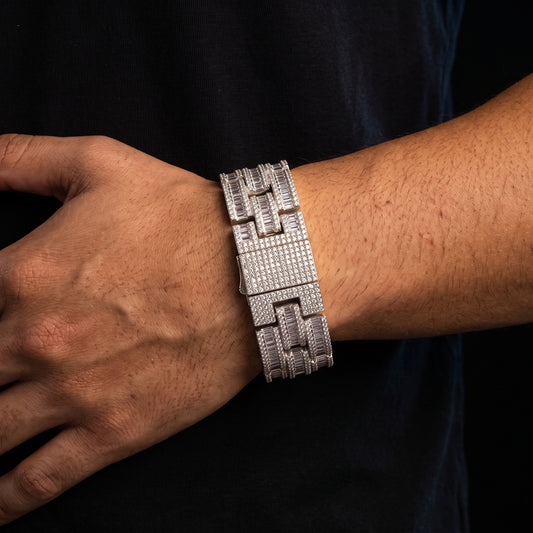Iced Out Wide Baguette Multi Row Bracelet - Different Drips