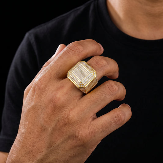 S925 Moissanite Diamond Square Signet Ring - Different Drips