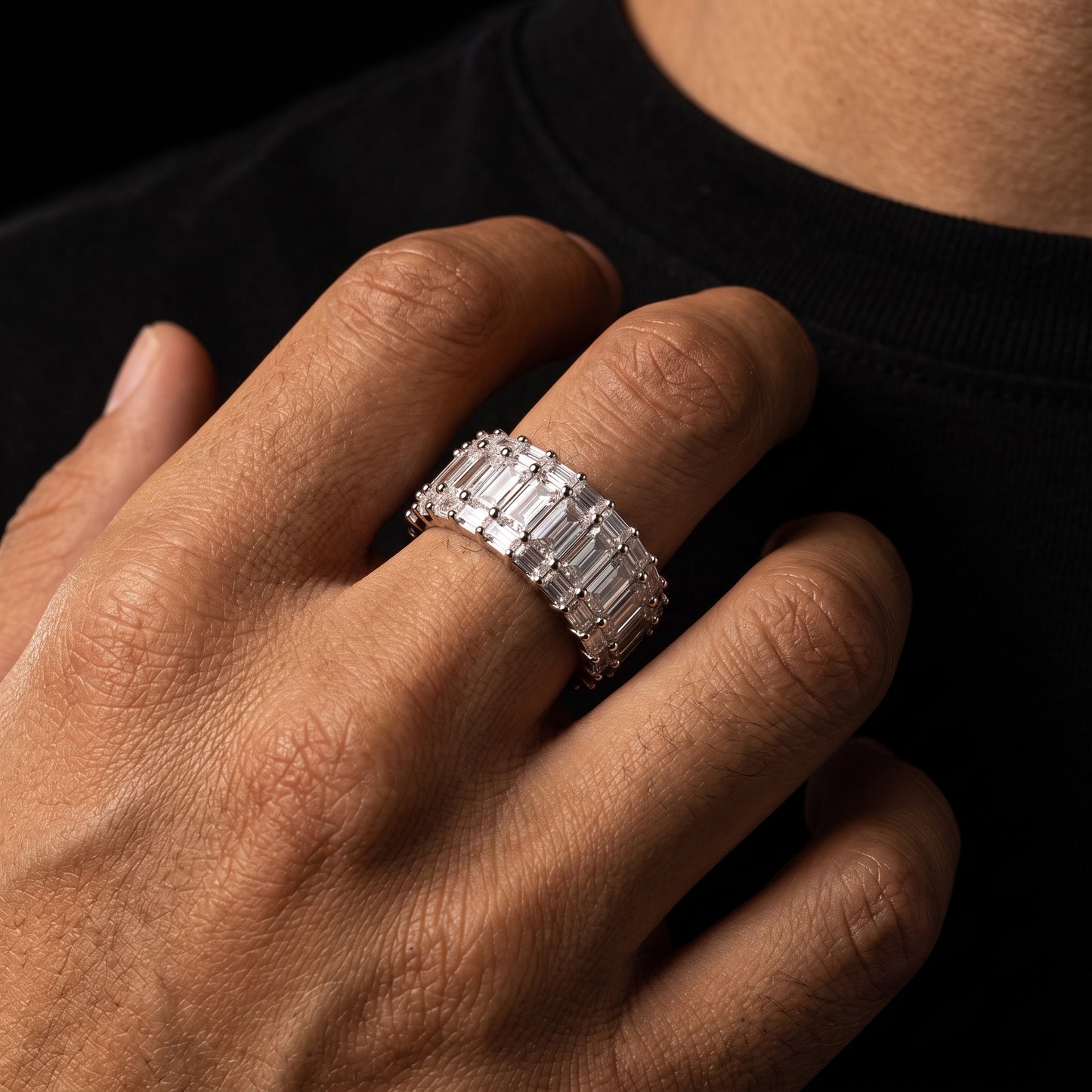 11mm Three Layer Baguette Ring - Different Drips