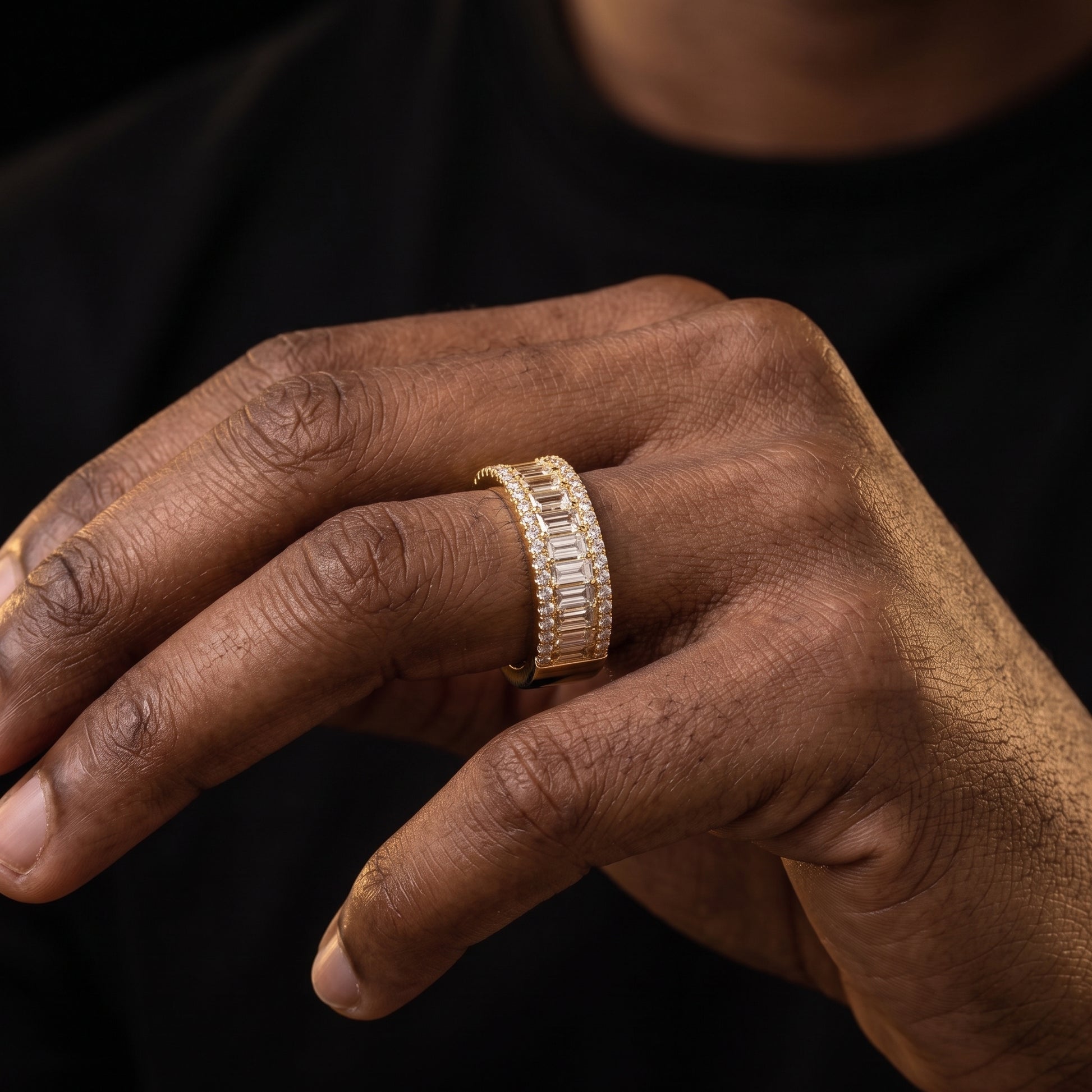 8mm Round & Baguette Cut Band Ring - Different Drips