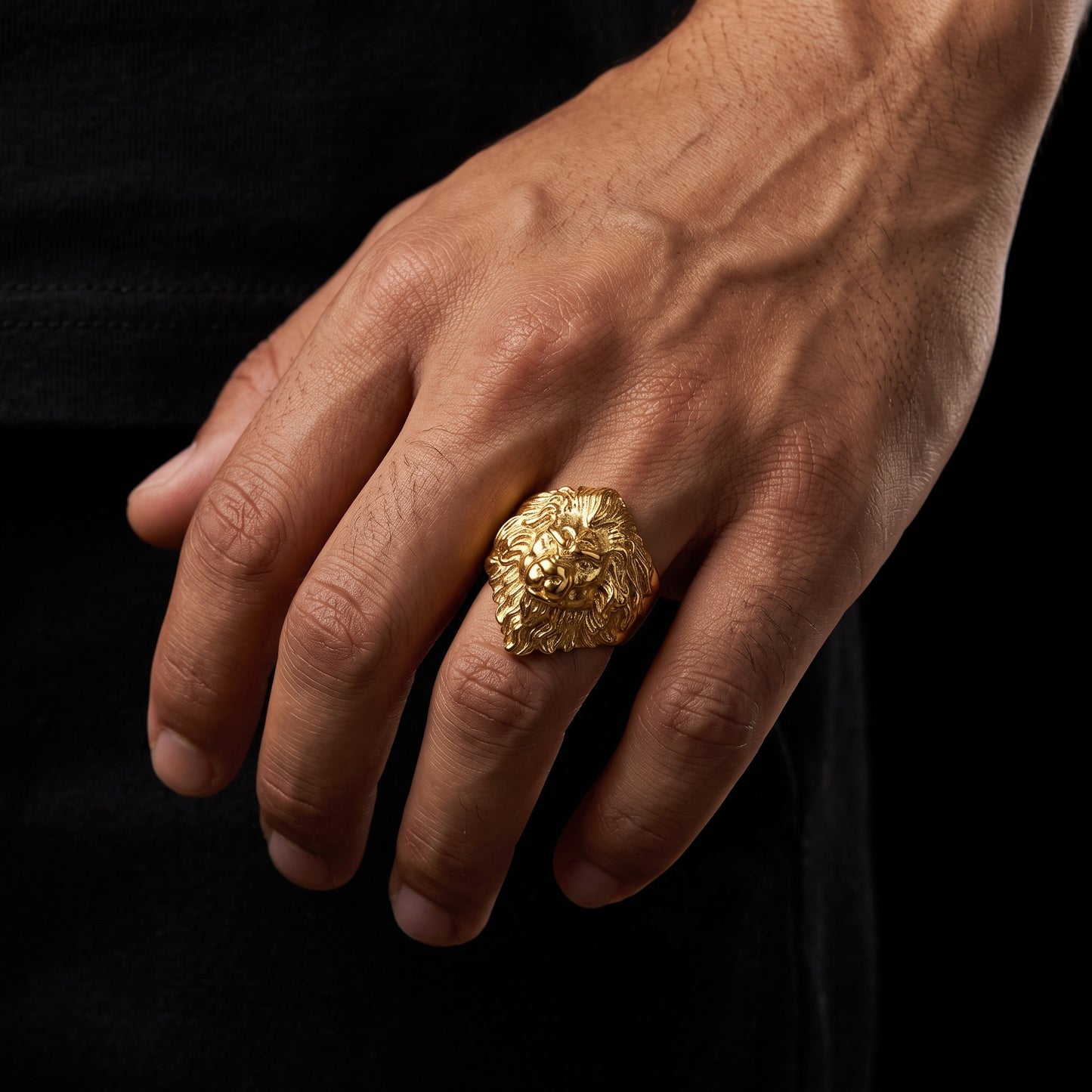 18k Gold Plated Lion Head Ring - Different Drips