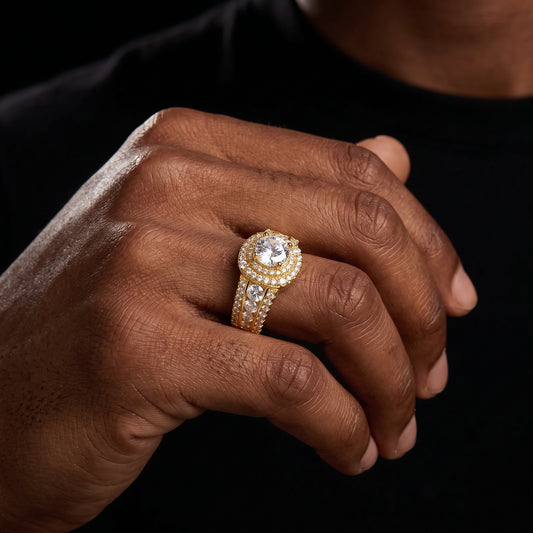 Moissanite Round Halo Engagement-Style Ring - Different Drips