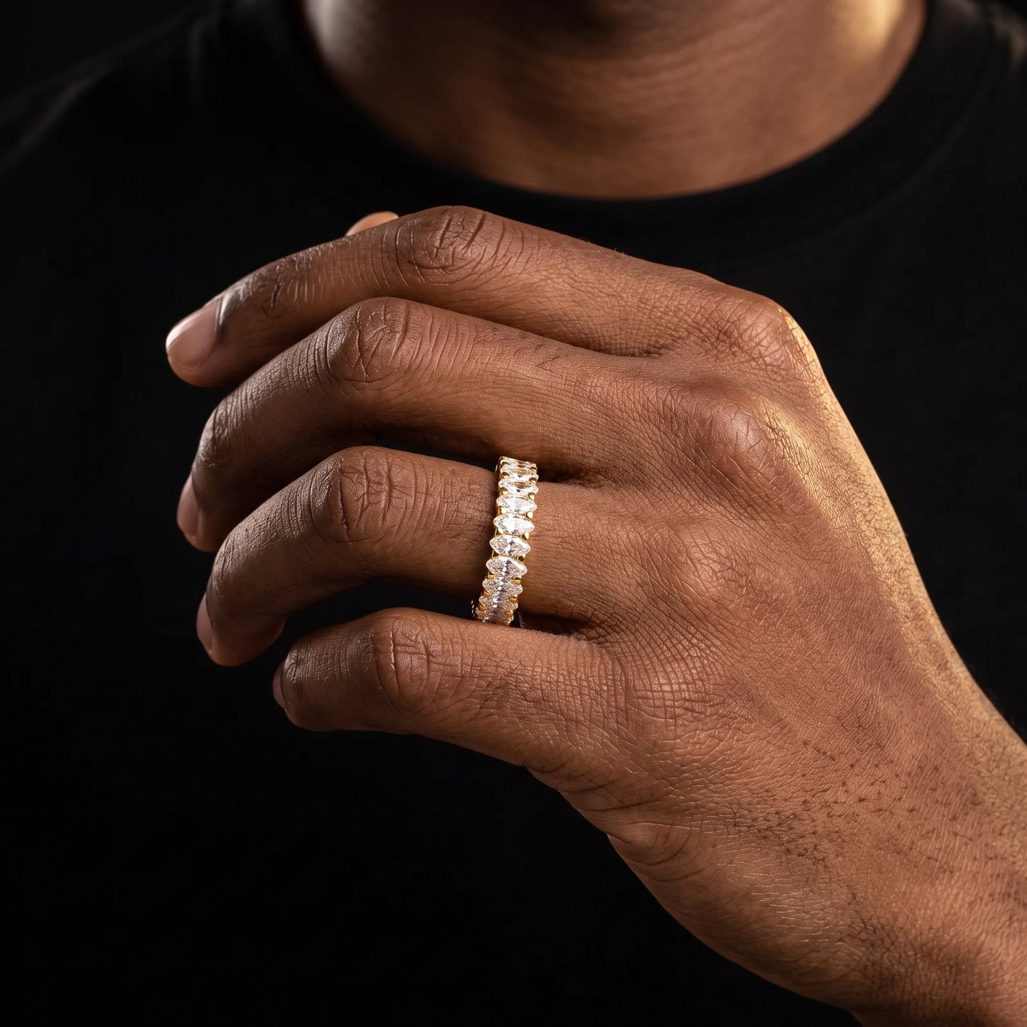 S925 Baguette Oval Cut Moissanite Eternity Ring - Different Drips