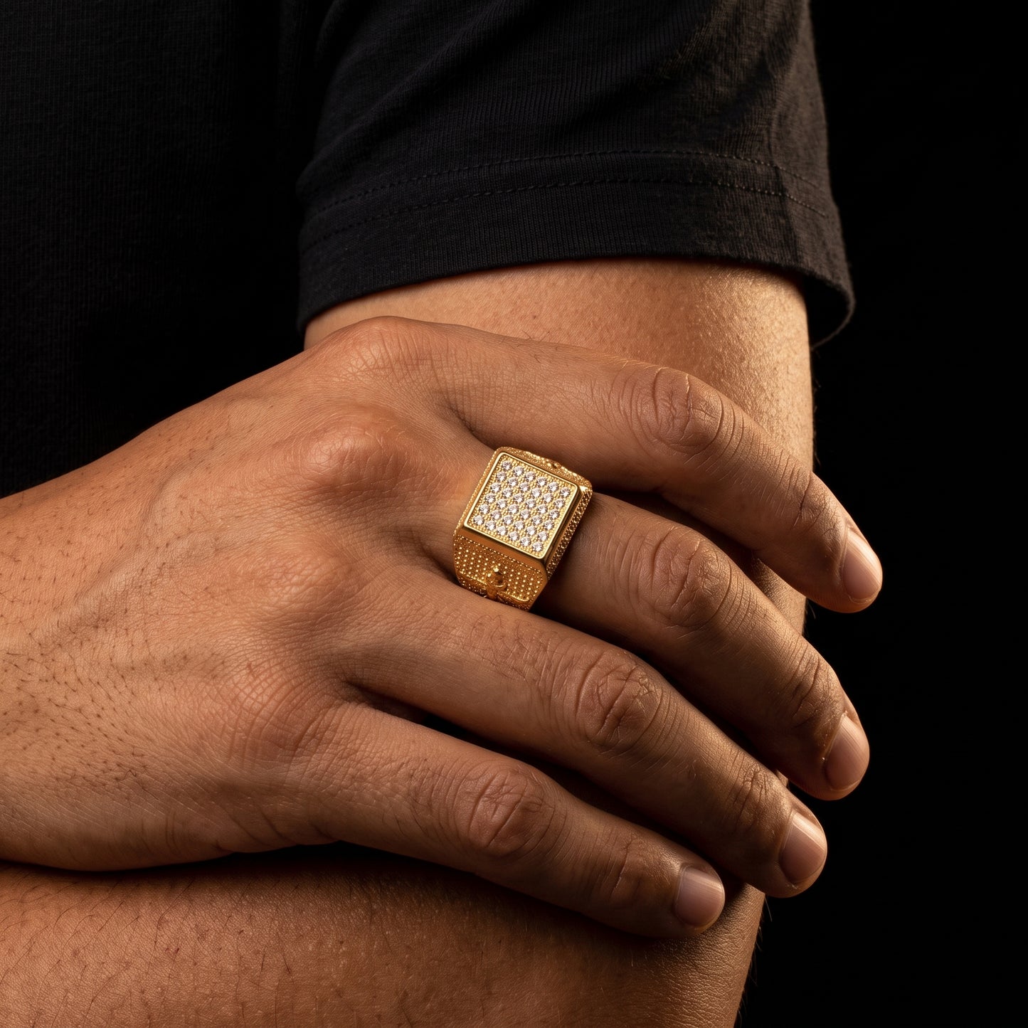 Square Face Pavé Signet Ring - Different Drips