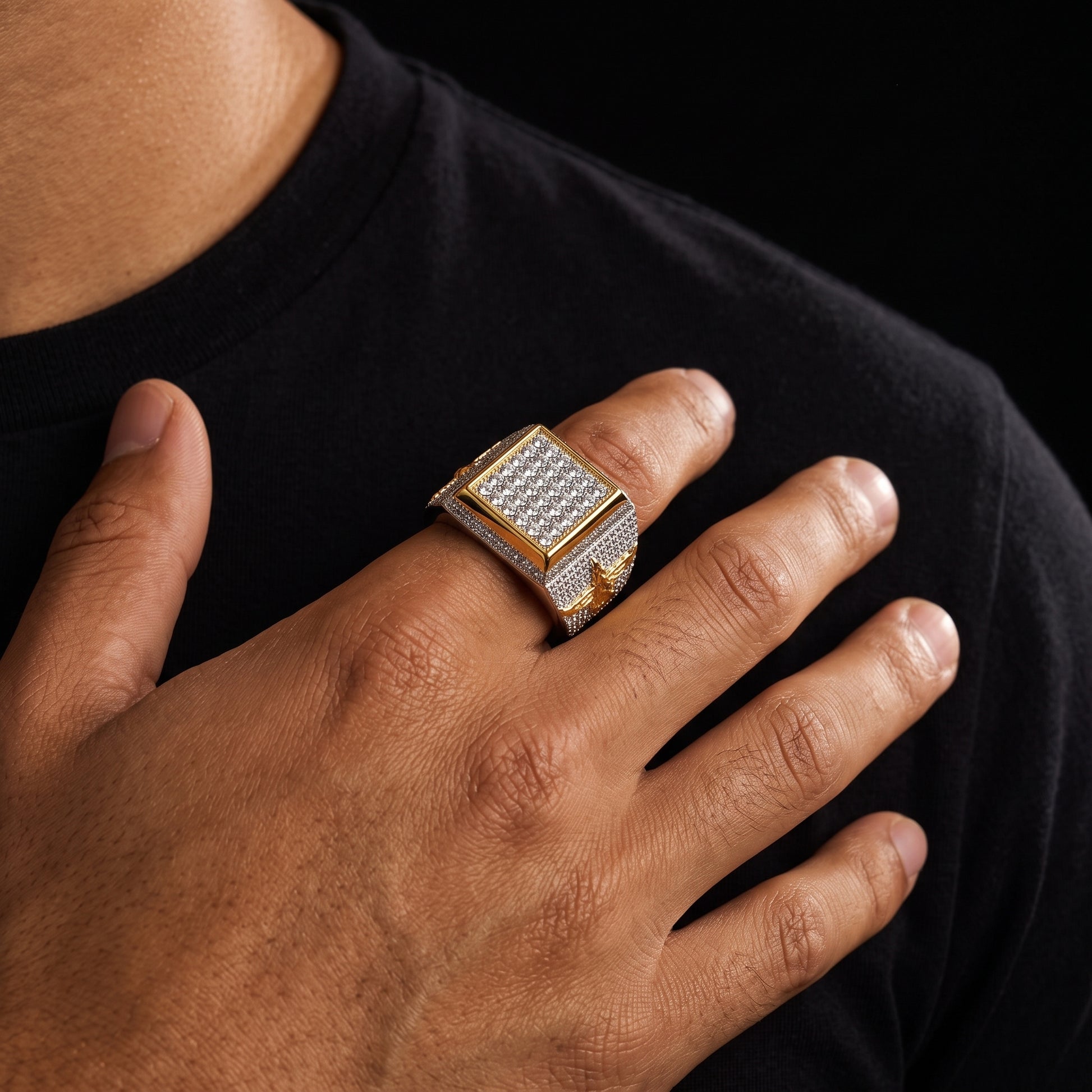 Square Face Pavé Signet Ring - Different Drips