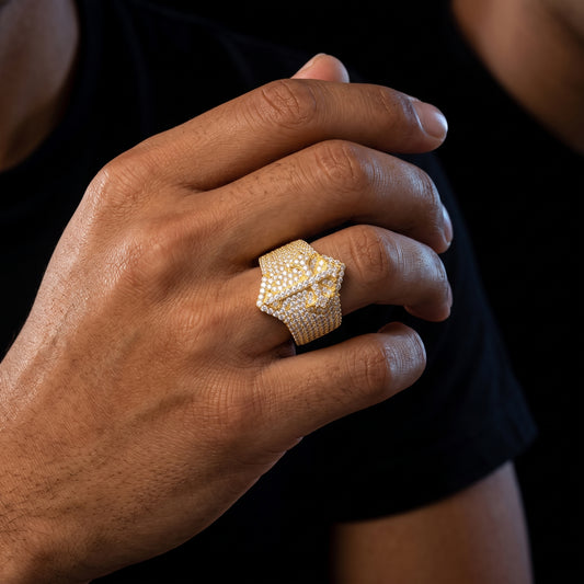 S925 Moissanite Cross Signet Ring - Different Drips