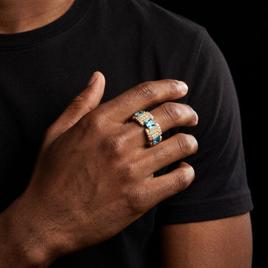 Two-Tone Blue Sapphire & Aquamarine Statement Ring - Different Drips