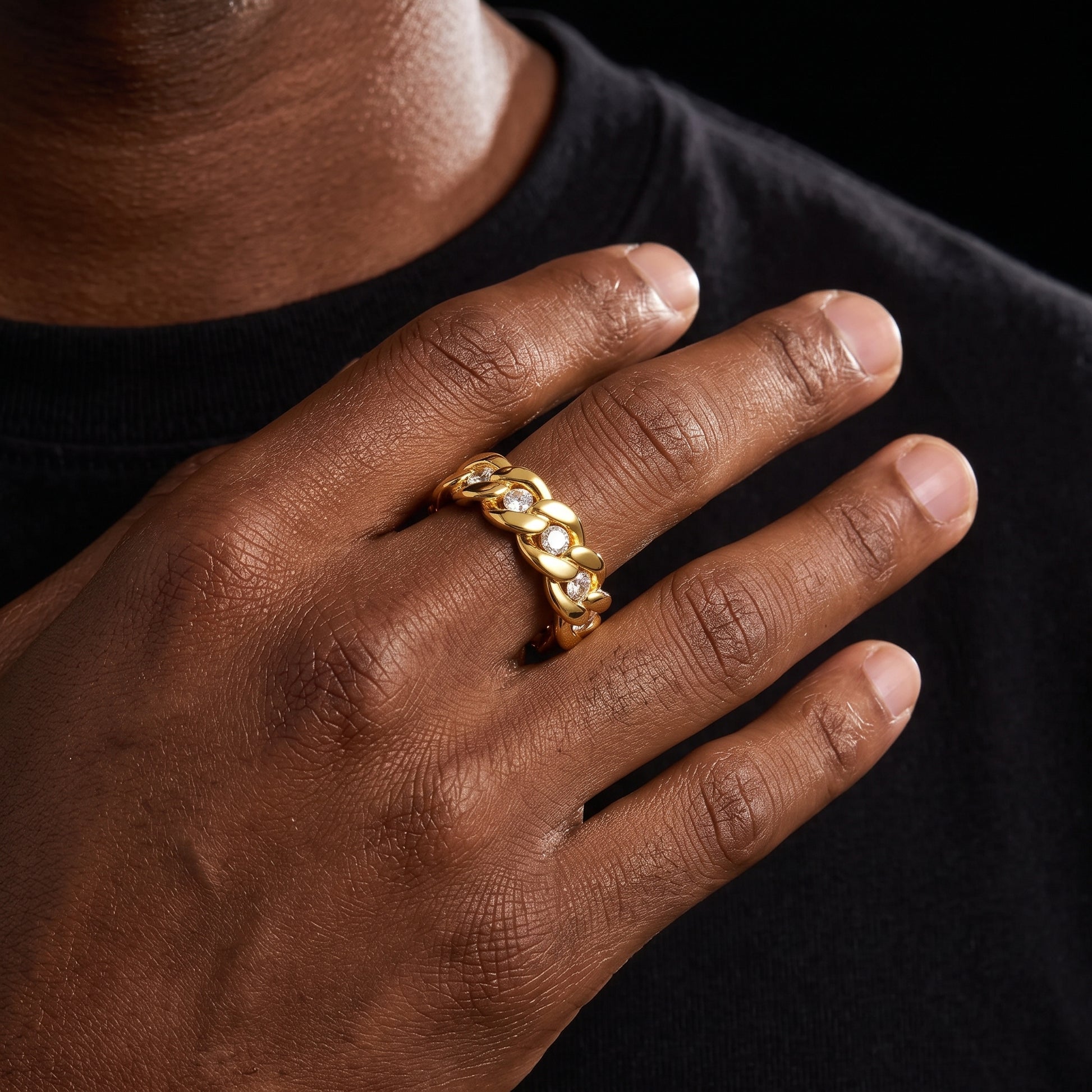 Cuban Link Moissanite Eternity Band Ring - Different Drips