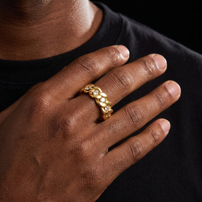 Cuban Link Moissanite Eternity Band Ring - Different Drips