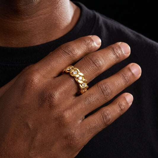 Cuban Link Moissanite Eternity Band Ring - Different Drips